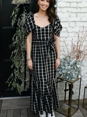 Sun Valley Ankle maxi dress Cleobella X Katherine Schwarzenegger in Pali Plaid